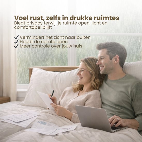 Raamfolie 60x200 cm – Zelfklevend & Statisch Hechtend – Privacy Folie voor Ramen – Zonwerende & Decoratieve Raamfolie – Eenvoudig Aan te Brengen – Waterdicht en Herbruikbaar