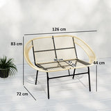 2-zits Rattan Tuinbank in Boho-stijl - Zwart