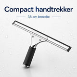 Raamtrekker 35 cm – Douchewisser – Wisser voor Douche, Ramen, Spiegel en Autoruit – RVS Glaswisser – Siliconen Raamwisser – Handtrekker – Douchetrekker Zwart-Zilver - Trekker