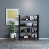 4livingz Retro Boekenkast met 4 planken 30x80x144 cm - Zwart/Bruin