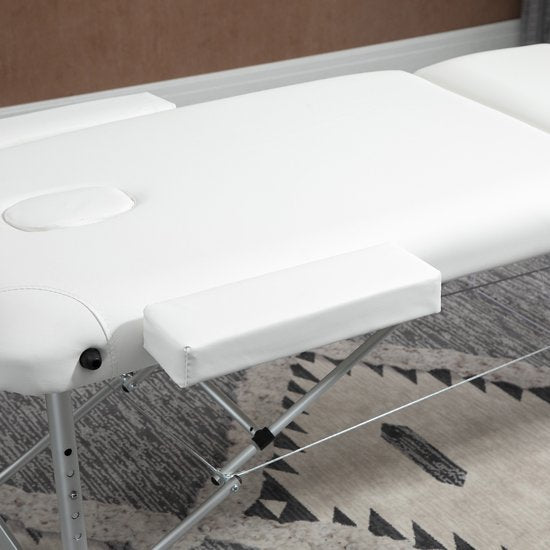 Aluminium Massagetafel Opvouwbaar - hoogte verstelbaar 215x60 cm - Wit