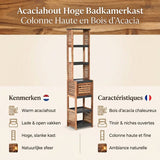 Badmeubelset Acacia - combinatieset Wastafelonderkast met Kolomkast