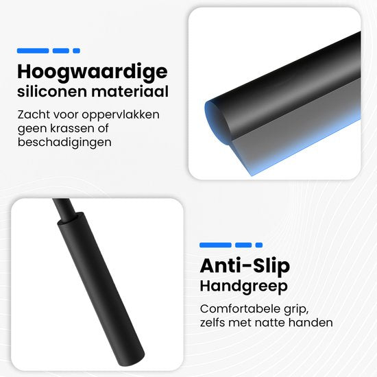 AKSA Home® Douchewisser en Vloertrekker V2 - Douchewisser - Trekker Douche - RVS Vloerwisser - Uitschuifbaar - Zwart