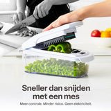 Mandoline Groentesnijder Set met Opvangbak – Groentehakker – Blokjessnijder – Julienne Snijder – Uiensnijder – RVS Messen – Groente Chopper met 8 Snijbladen – Keukensnijder