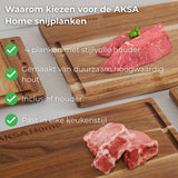 AKSA Home® 4-Delige Snijplankenset met Houder - Houten Snijplank met Sapgeul voor Keuken - Serveerplank - Kaasplank - Borrelplank - Acaciahout