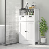 Badkamerkast met 2 Laden, 2 Deuren en open vak 30x60x109 cm - Wit