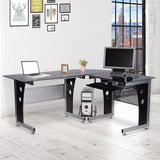Hoekbureau - PC-tafel L-vormig met Veiligheidsglas - 164x139x75 cm