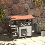 4goodz kattenhuis 2 laags 77x50x73cm - Wit-Rood