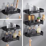 Badkamer Wandplank Zwart – Metalen Doucherek 30 cm – RVS Badkamerrek met Afwatering – Shampoo & Toiletaccessoires Organizer