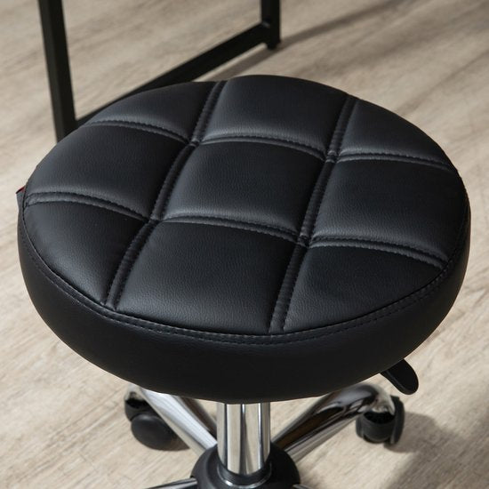 Ergonomische Rolkruk Kunstleer - Werkkruk in Hoogte Verstelbaar 51-67 cm - Zwart
