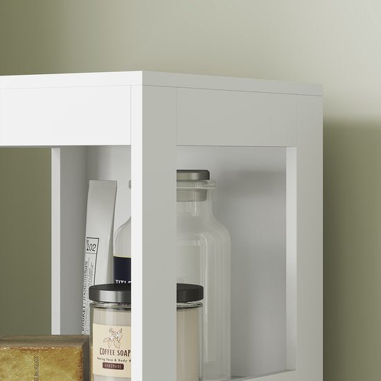 Badkamerkast - Kolomkast 2 lades en 3 planken 30x30x141 cm - Wit