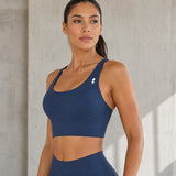 SparkNine Elevate sport-bh - S - donkerblauw - gekruiste rug - push-up effect - stevige ondersteuning - met uitneembare pads