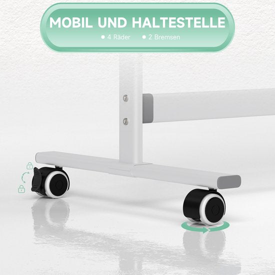 Magnetisch Whiteboard Verrijdbaar 120x90 cm - Kantelbaar - toebehoren