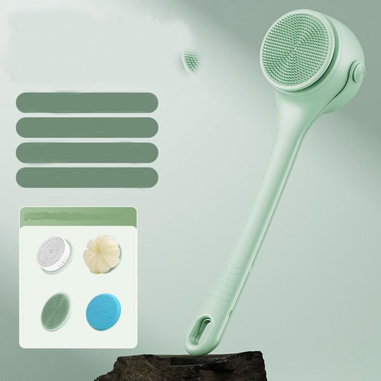 Elektrische Doucheborstel met 5 Opzetstukken – Groen – Diepe Reiniging & Massage – Oplaadbaar – Waterproof – Voor Rug, Benen & Gezicht