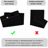 SparkNine Microvezel Handdoek - met ritsvak - S - 38x94 cm - zwart - handig & functioneel - sneldrogend - absorberend & super zacht