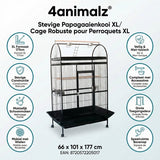 4animalz® Stevige Papagaaienkooi XL - Vogelkooi 66x101x177 cm - Parkietenkooi - Zwart
