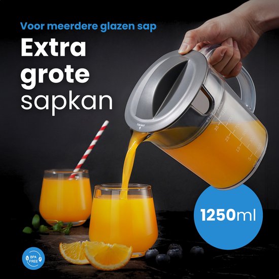 NovaWare Sapcentrifuge – Juicer voor Groenten en Fruit – Grote Vulopening & Pulpcontainer – 1200W – 1.25L - 3 Snelheden
