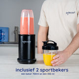 Safecourt kitchen - Smoothie Blender - Blender 1200W - Smoothie Maker - Inclusief to go bekers - Zwart