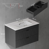 Hangende Wastafelonderkast met Wastafel Soft-Close - Zwart