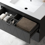 Hangende Wastafelonderkast met Wastafel Soft-Close - Zwart