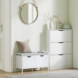 Schoenenkast 3-vaks voor 12 Paar Schoenen mt 47 - 17x80x108 cm - Wit