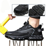 Veiligheidsschoenen Heren - Maat 48 - Stalen Neus & Anti-Perforatie Zool - Lichtgewicht & Ademend - Anti-Slip Werkschoenen met Draaisluiting - Zwart