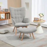 4goodz Oor-Fauteuil met Voetenbank Ribfluweel Optiek - Grijs