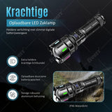 NovaWare® Zaklamp LED Oplaadbaar - Militaire Zaklamp op Batterijen - Powerbank Functie - Noodverlichting - 5 Standen - 5000mAh Batterij - 2500 Lumen - Noodpakket - Zwart