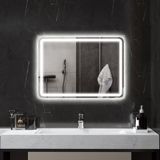 Badkamerspiegel met LED-verlichting met speaker - Anti-condens - 50 x 70 cm - Zilver