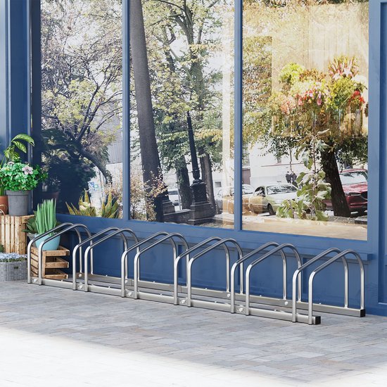 Fietsenrek voor 6 Fietsen Staal - Wand of Vloermontage 33x179x27 cm