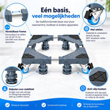 Verstelbare Wasmachine Onderzetter met Wielen – 42 tot 75 cm – Verrijdbare Wasmachine Verhoger – Met Rem, Stelpoten & Anti-Slip – Voor Wasmachine, Droger en Koelkast