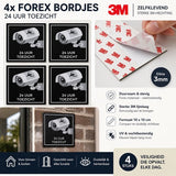 24ME® - 4 Stuks Camera bewaking bord - Zelfklevend - 10x10cm - Cameratoezicht - Camerabewaking
