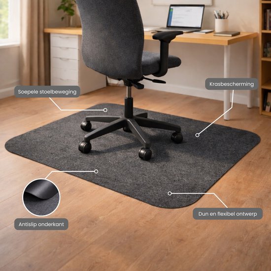 Bureaustoelmat 120 x 90 cm – Vloerbeschermer voor Bureaustoel – Stoelmat Bureau – Antislip Bureaustoel Mat voor Harde Vloeren – Krasbestendige Vloermat Kantoor & Thuiswerkplek