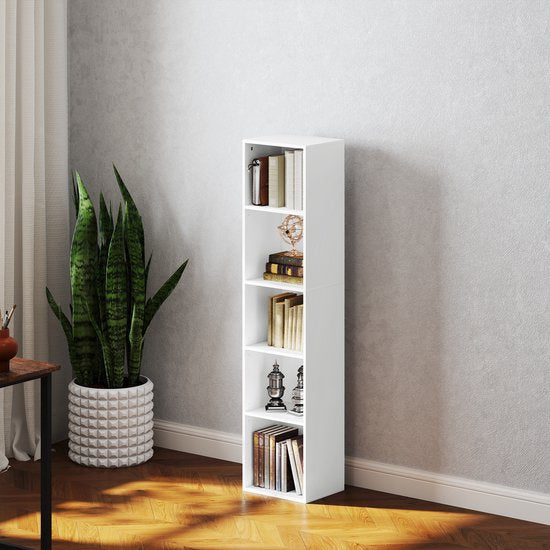 4goodz Boekenkast met 5 Verstelbare Planken - 24x30x134 cm - Wit