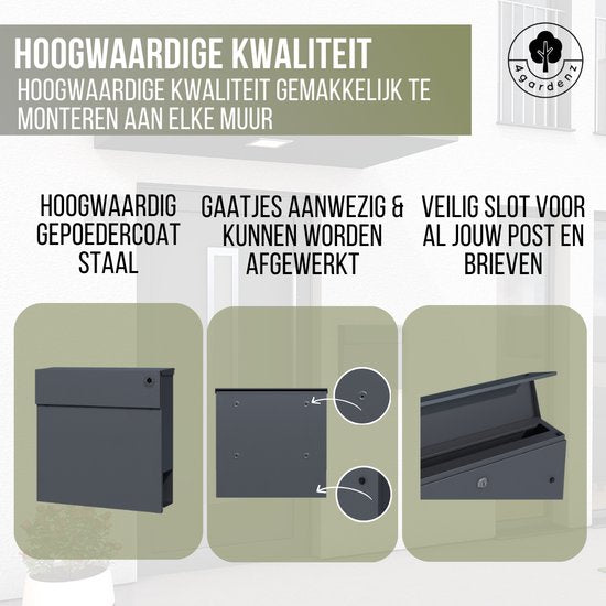 4gardenz® - Brievenbus Staal - Veilig Slot