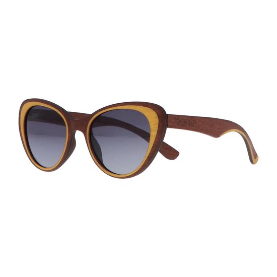 5one® Napoli - Houten Cateye dames zonnebril - grijze lens