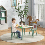 Kinderspeelgroep 3-8 Jaar, 1 Tafel & 2 Stoelen, Schattig Dierenmotief, Groen