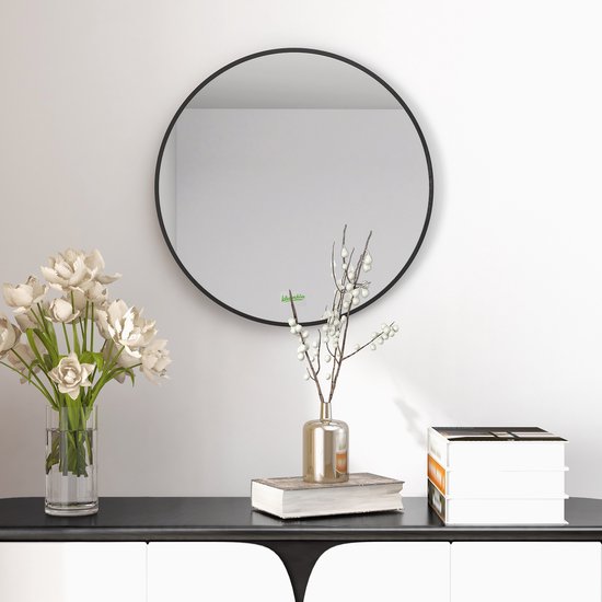 4goodz Ronde Spiegel 50 cm met Aluminium Frame - Zwart