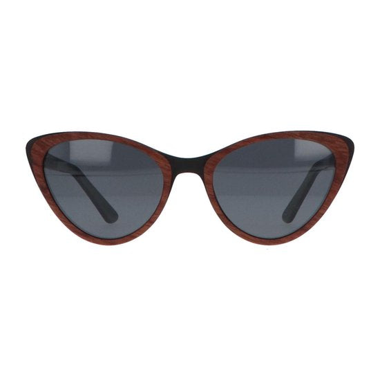 5one® Cecina Cateye Grey - zonnebril met Kosso/Ebony houten montuur