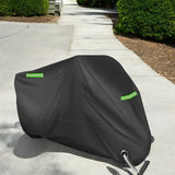 Motorhoes - Waterafstotend - 245 x 125 cm - Zwart met Groene Reflectie - Motorhoes Waterafstotend Buiten - Motorhoes
