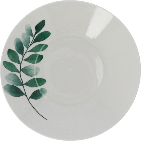 Servies Porselein 6 persoons set 18 delig Vegetal - Wit/Groen