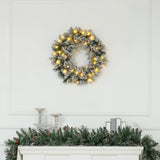 Kerstkrans met LED-verlichting, rode bessen 60 cm doorsnede