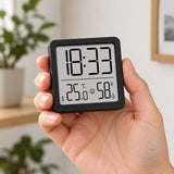 Digitale Thermometer Hygrometer met Klok – Binnen Thermometer – Luchtvochtigheidsmeter – Groot LCD Display – Temperatuur, Luchtvochtigheid & Tijd – Zwart