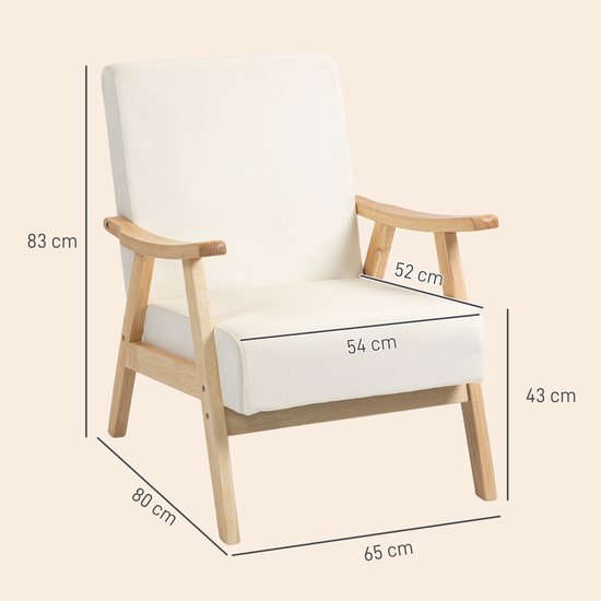 Gestoffeerde Stoel - Schuimvulling - Rubberhouten Frame - Crèmewit