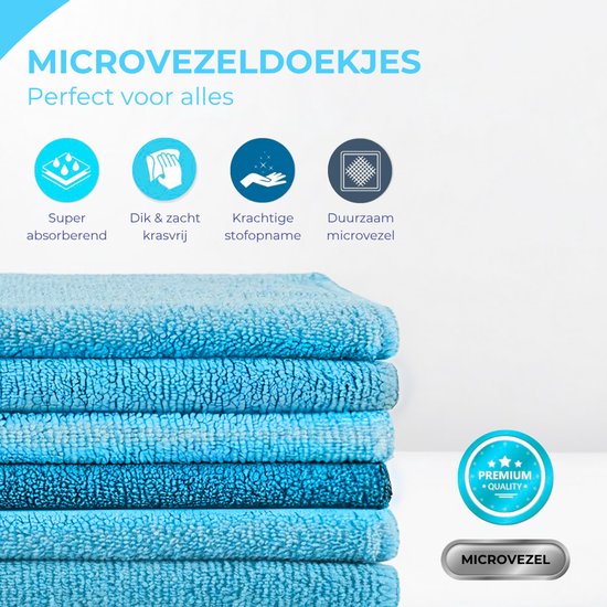 Kymo Blauwe Microvezeldoekjes - 12 Stuks 30 x 30 cm - Wasbaar - Schoonmaakdoekjes - Schoonmaak Auto - Stoomreiniger - Tapijtreiniger