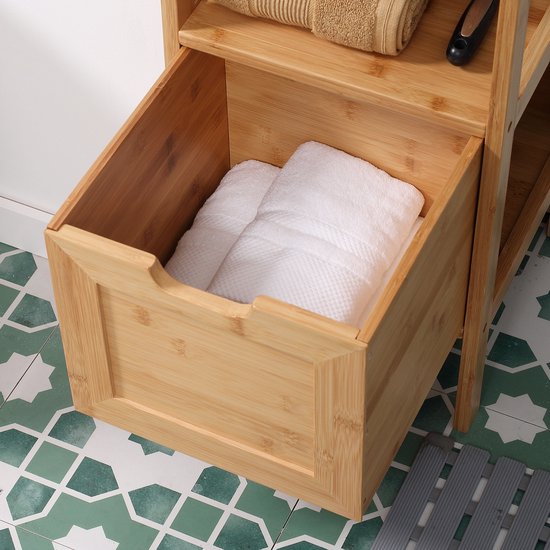 4goodz Bamboe Badkamerkast 2 lades en plank 30x30x90 cm - Bruin