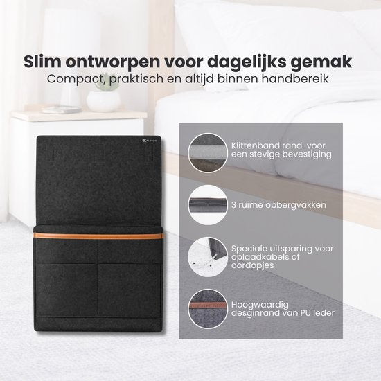 Bedside Pocket - Vilten Opbergzak voor Bed of Bank - Bedorganizer