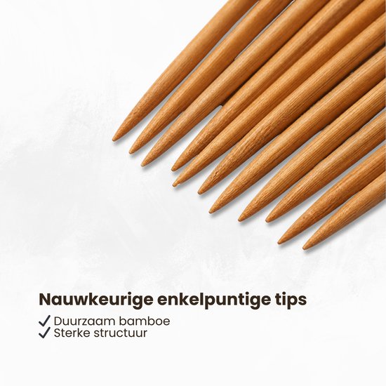 Breinaalden Set Bamboe 36 Stuks Donker Bruin - 18 Verschillende Maten - 35 cm Lang - 2 tot 10 mm Dikte - Ergonomische Breinaald - Kwalitatief Hoogwaardig Bamboe
