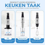NovaWare Staafmixer Set 6-in-1 – 1100W - Met Hakmolen, Garde, Melkopschuimer & Maatbeker – RVS