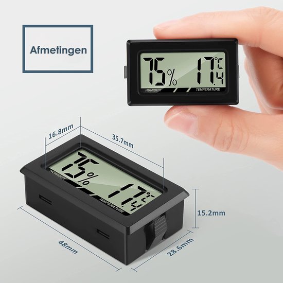 Mini Thermometer met Hygrometer - Incl - Hygrometer binnen - Thermometer binnen